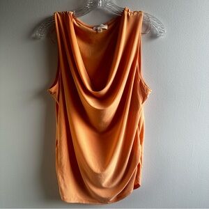 Orange Cowl Neck Tank Top